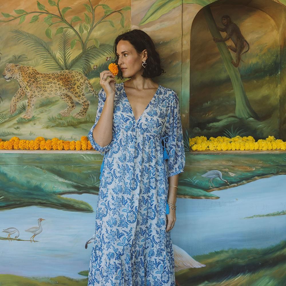 Louise Misha Dress Bali Blue Indian Bloom ルイーズミーシャ ワンピース（ブルーインディアンブルーム）