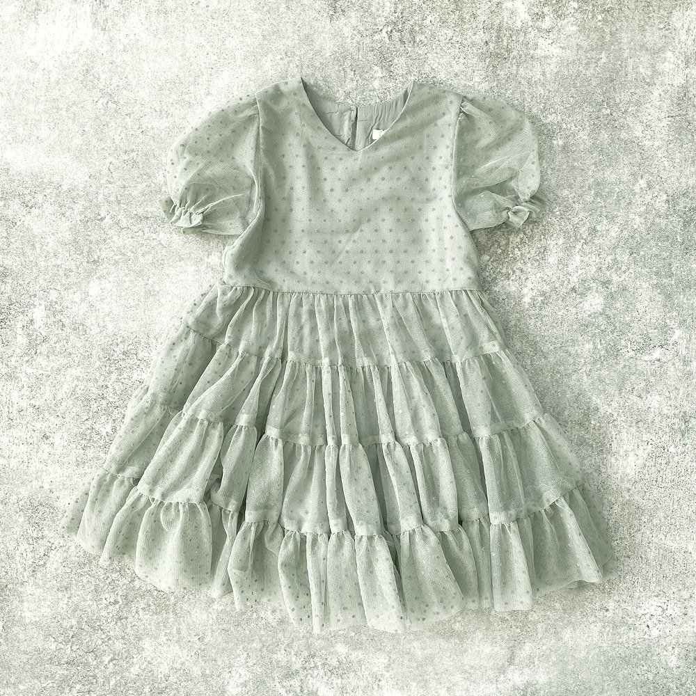 Noralee DOTTIE DRESS DUSTY BLUE ノラリー ドット柄半袖ドレス