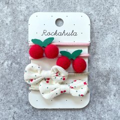 Rockahula Kids Sweet Cherry Ponies RED ロッカフラキッズ スイートチェリーヘアゴム4点セット（レッド）