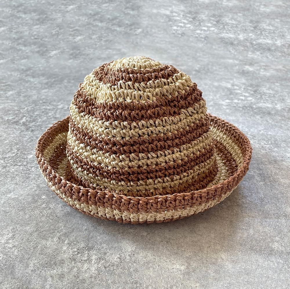 Rylee + Cru RAFIA BUCKET HAT CAMEL STRIPE ライリーアンドクルー ラフィアバケットハット（キャメルストライプ）