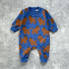 tinycottons TINY POODLE ONE-PIECE cobalt blue タイニーコットンズ プードル柄長袖ロンパース（コバルトブルー）