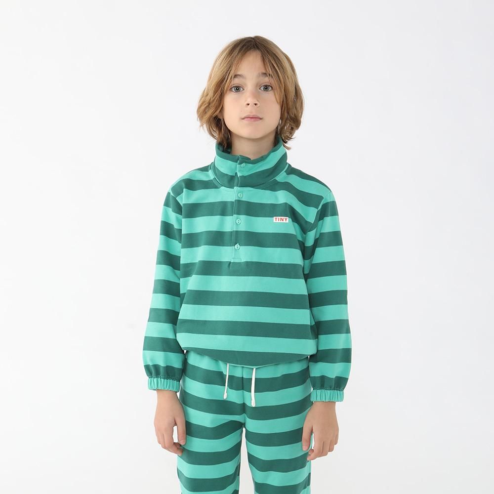 tinycottons TINY STRIPES MOCKNECK SWEATSHIRT emerald/dark green 長袖モックネックスウェット(エメ／グリーン）