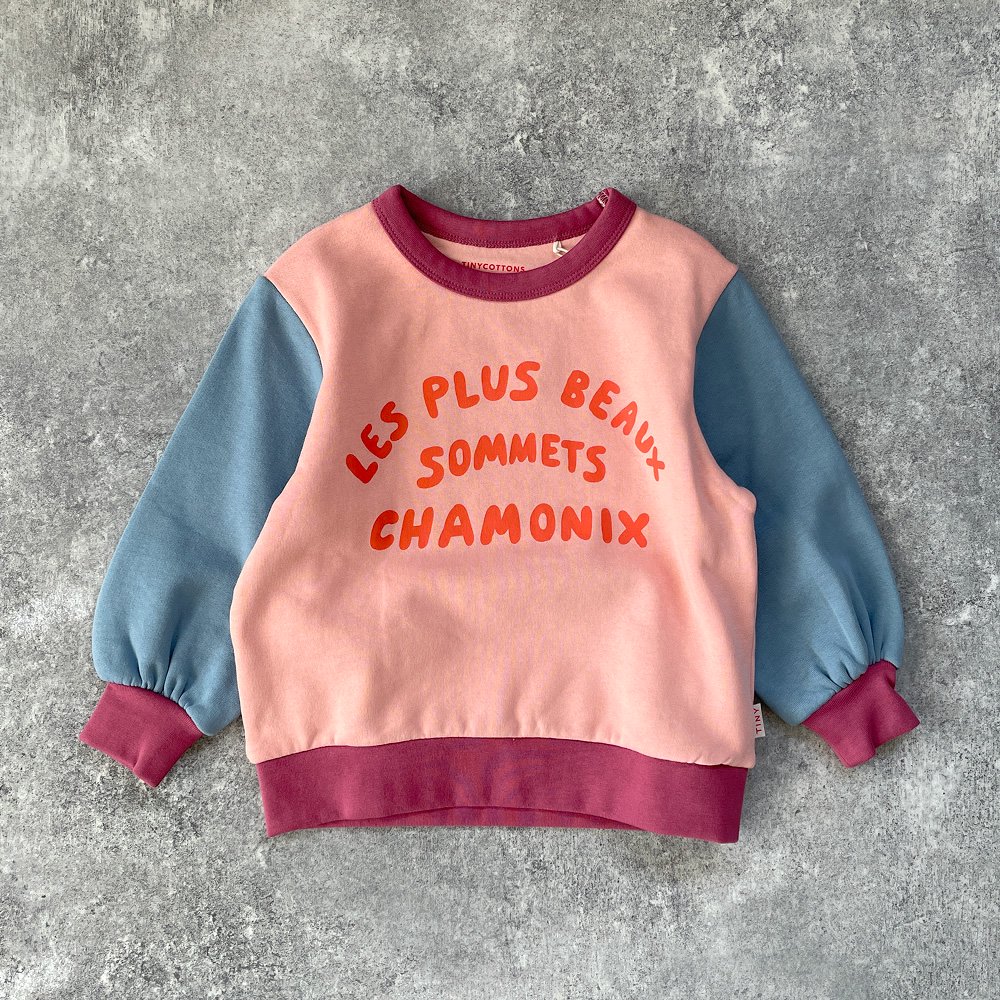 tinycottons SOMMETS DE CHAMONIX SWEATSHIRT peach/milky blue