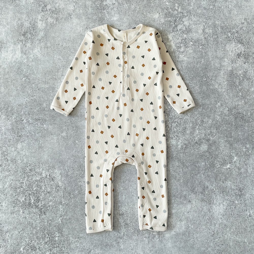 Quincy Mae RIBBED BABY JUMPSUIT GEO クインシー メイ リブ長袖