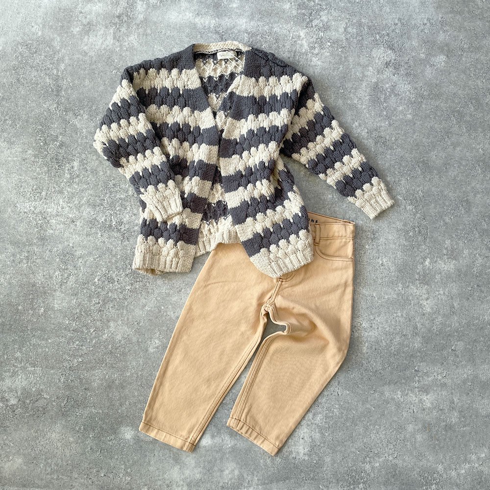 SALE20%OFF】Rylee + Cru BUBBLE KNIT CARDIGAN SLATE STRIPEライリーアンドクルー 長袖カーディガン（スレートストライプ）  - インポート 輸入 ベビー服 子供服 出産祝い 通販 | vivid LIFE