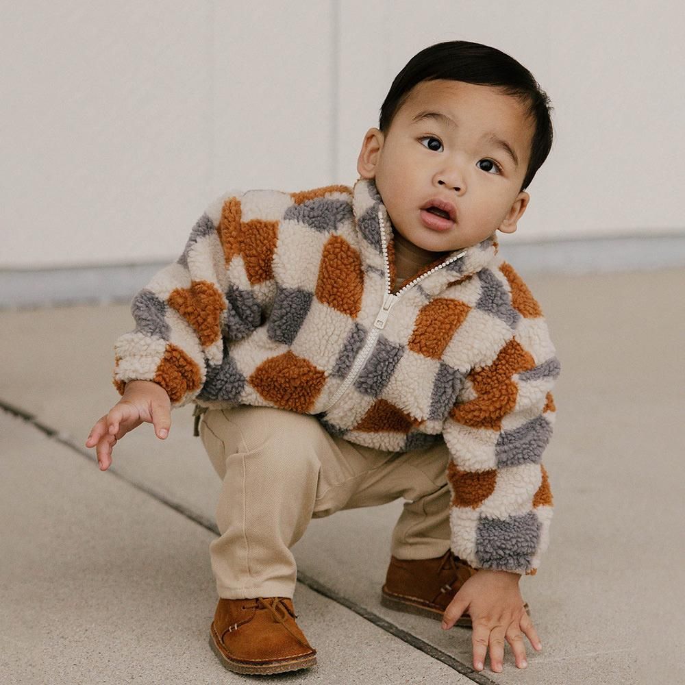 Rylee + Cru COCO JACKET SHEARLING CHECK NATURAL ライリーアンド