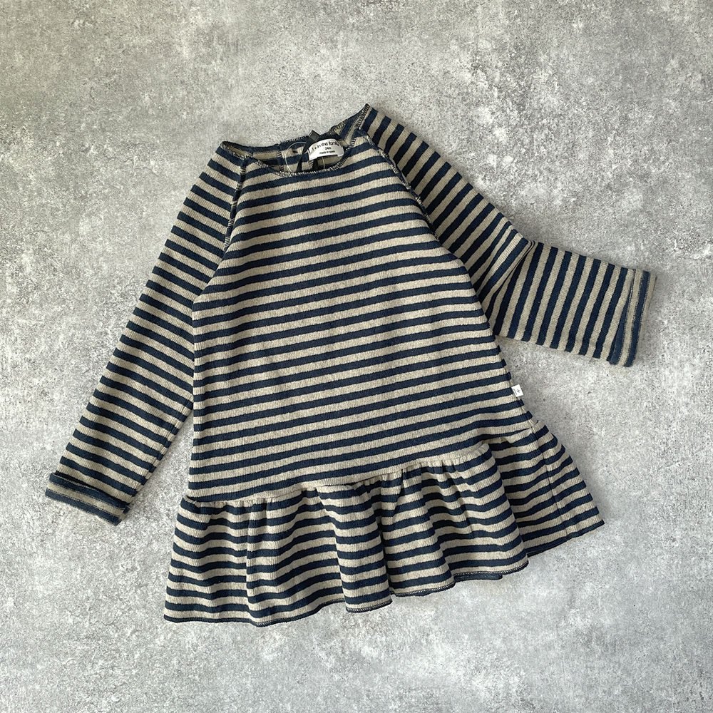 1 + in the family dress BERTHA navy-taupe ワンモア イン ザ