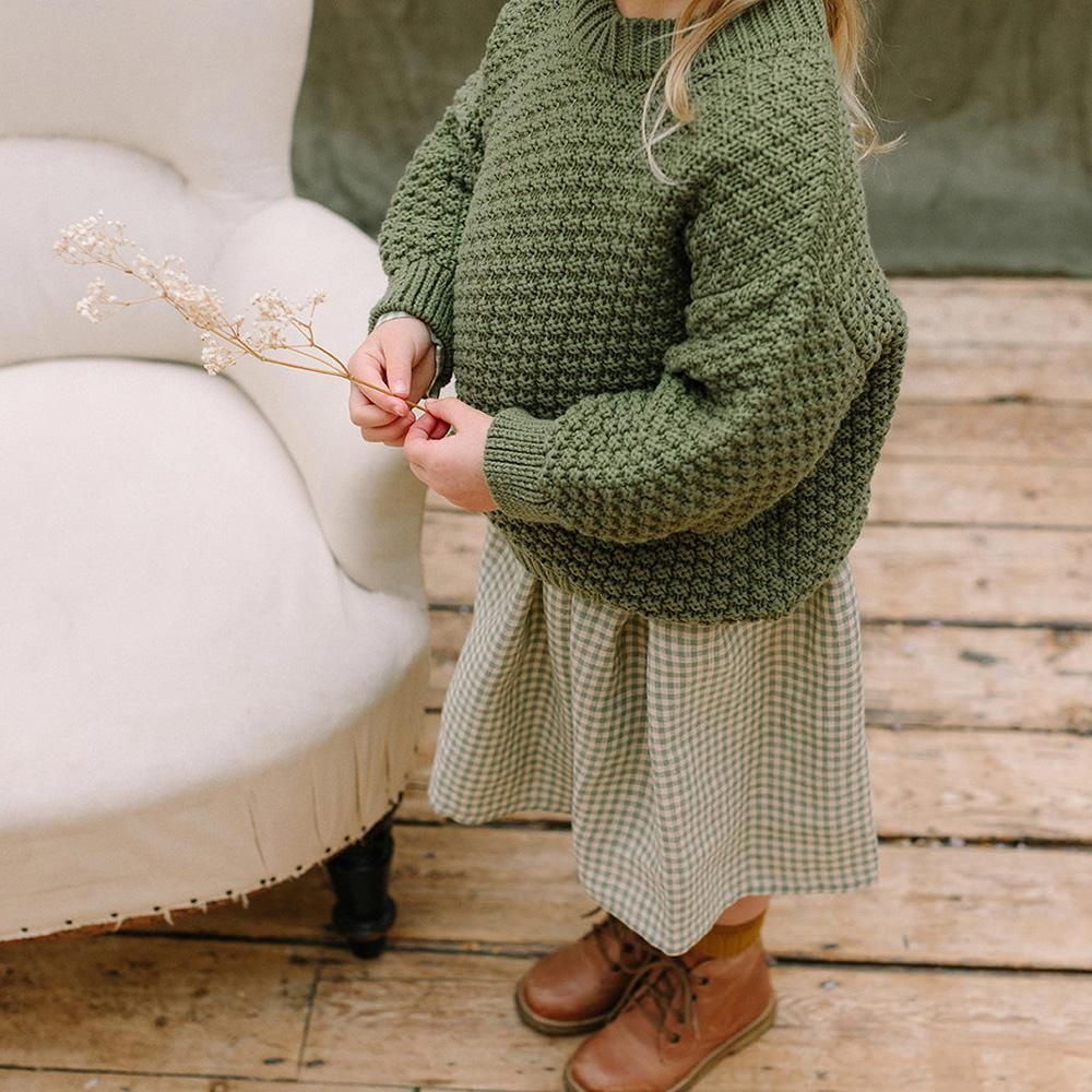 Nellie Quats Scrabble Jumper - Calla Green Organic Cotton Knit ネリークアーツ 長袖ニット（カラグリーン）