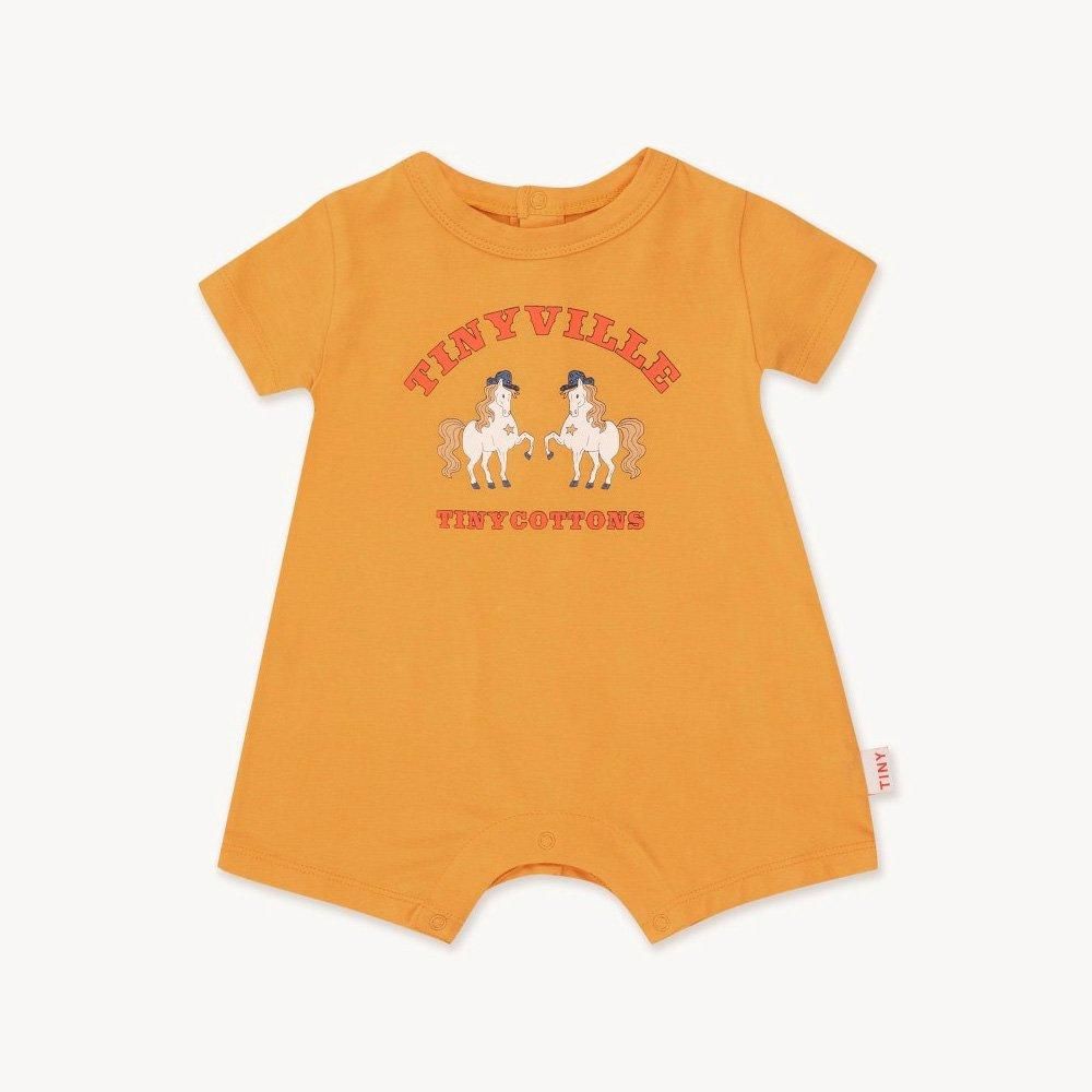 tinycottons TINYVILLE ONE-PIECE orange タイニーコットンズ 半袖ロンパース（オレンジ）