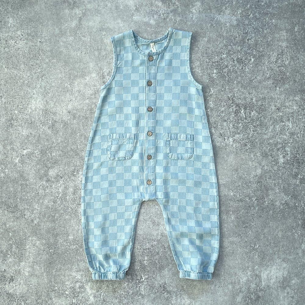 Rylee + Cru WOVEN JUMPSUIT || BLUE CHECK ライリーアンドクルー ノースリーブジャンプスーツ（ブルーチェック）