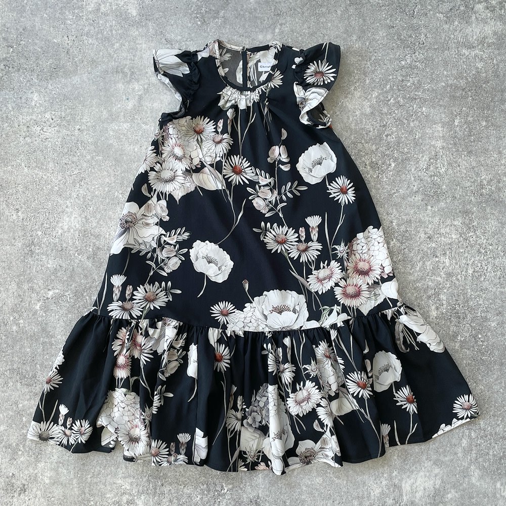 Christina Rohde Dress No.146 Black クリスティーナ ローデ ノースリーブ花柄ワンピース（ブラック） - インポート  輸入 ベビー服 子供服 出産祝い 通販 | vivid LIFE