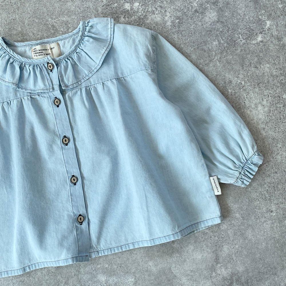 piupiuchick PETER PAN COLLAR BLOUSE LIGHT BLUE ピゥピゥチック 長袖ブラウス（ライトブルー）