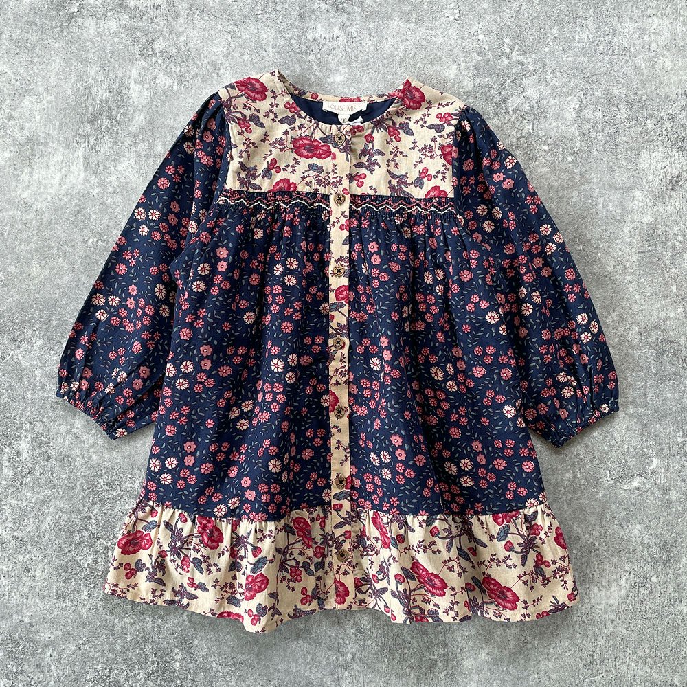 Louise MISHA Dress Massilia Midnight Stargarden Cream Poppies 長袖ワンピース(ミッドナイトスターガーデン/クリームポピー) - インポート 輸入 ベビー服 子供服 出産祝い 通販 | vivid Life