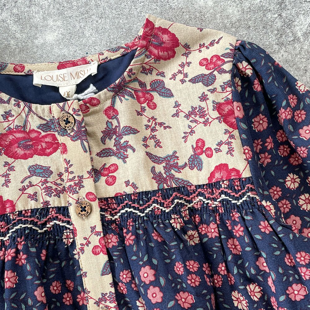 Louise Misha Dress Massilia Midnight StarGarden Cream Poppies  長袖ワンピース（ミッドナイトスターガーデン/クリームポピー） - インポート 輸入 ベビー服 子供服 出産祝い 通販 | vivid LIFE