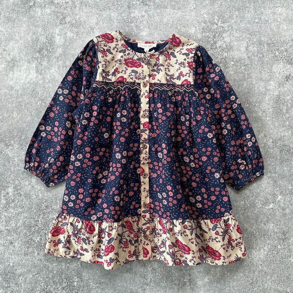 Louise Misha Dress Massilia Midnight StarGarden Cream Poppies 長袖ワンピース（ミッドナイトスターガーデン/クリームポピー）