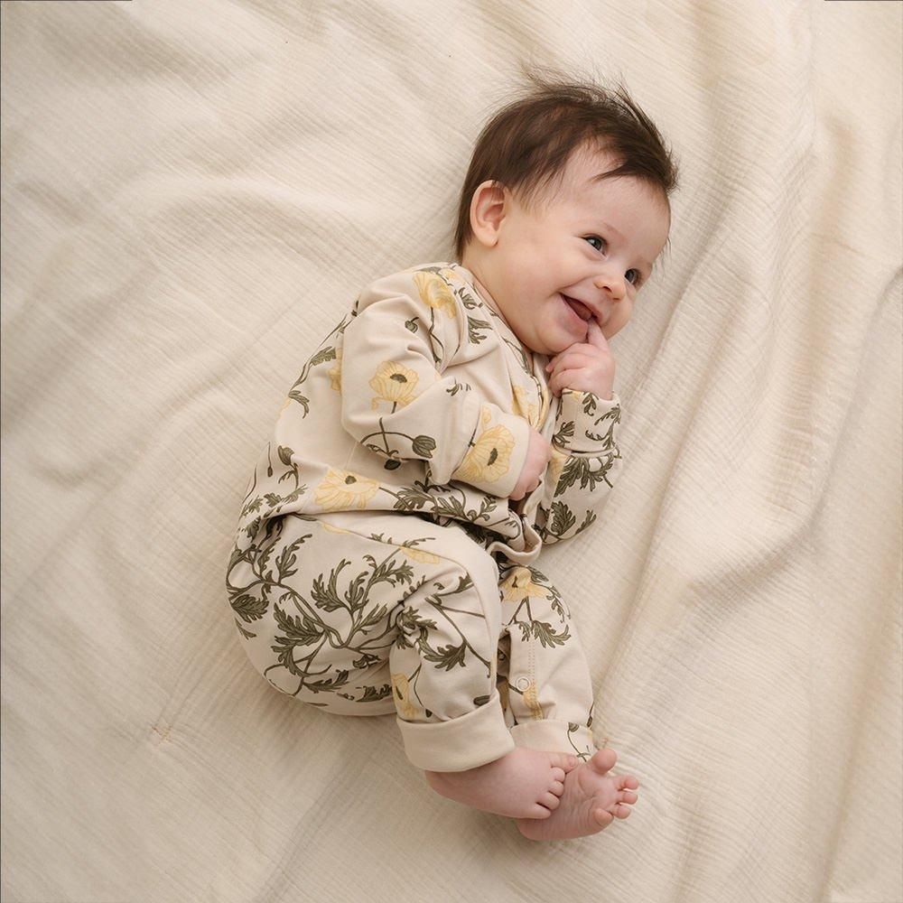 Garbo&Friends Flos Beige Jersey Onesie ガルボアンドフレンズ 長袖ロンパース（フロスベージュ）