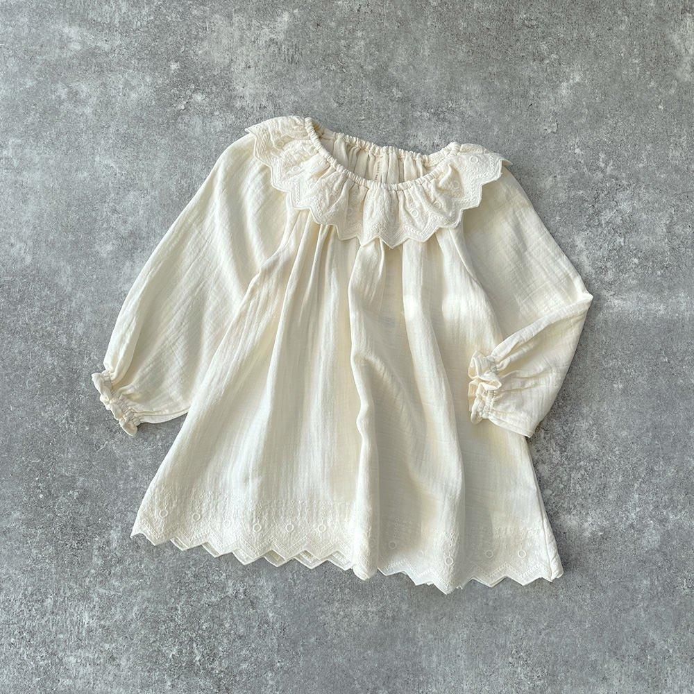 Quincy Mae LONG SLEEVE ISLA DRESS IVORY クインシー メイ 長袖ワンピース（アイボリー）