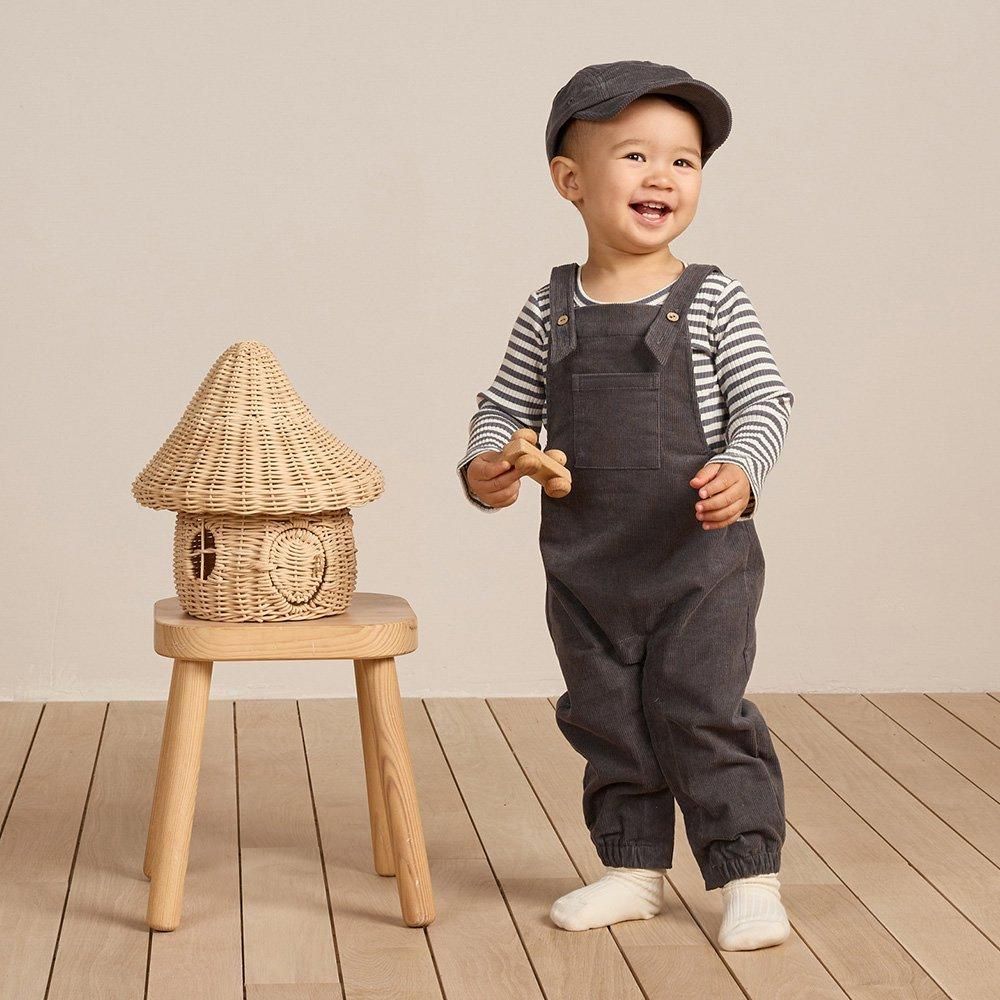 Quincy Mae CORDUROY BABY OVERALLS INDIGO クインシー メイ コーデュロイオーバーオール（インディゴ）