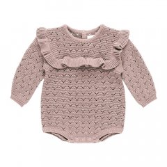 Quincy Mae LONG SLEEVE POINTELLE RUFFLE ROMPER MAUVE󥷡 ᥤ Ĺµ˥åȥѡʥ⡼