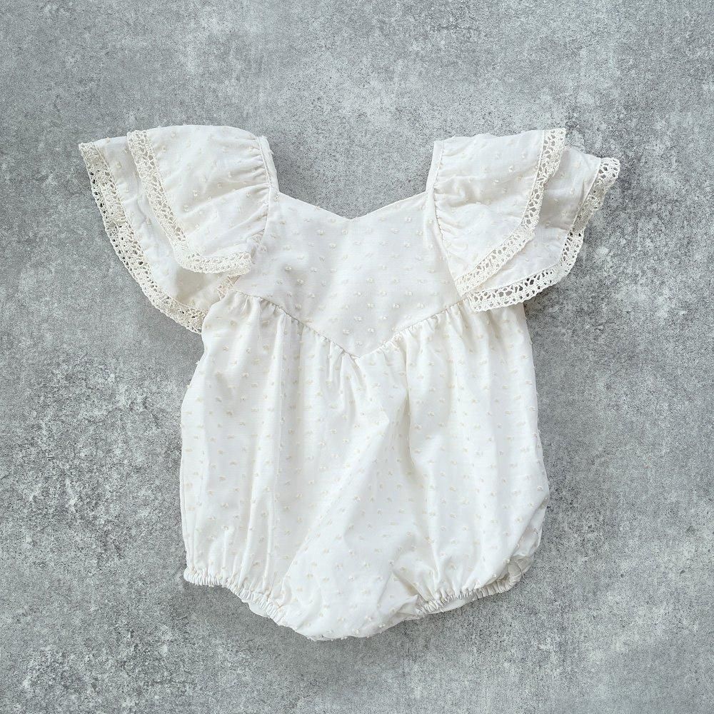 Rylee + Cru ROXY ROMPER NATURAL ライリーアンドクルー 半袖ロンパース（ナチュラル）