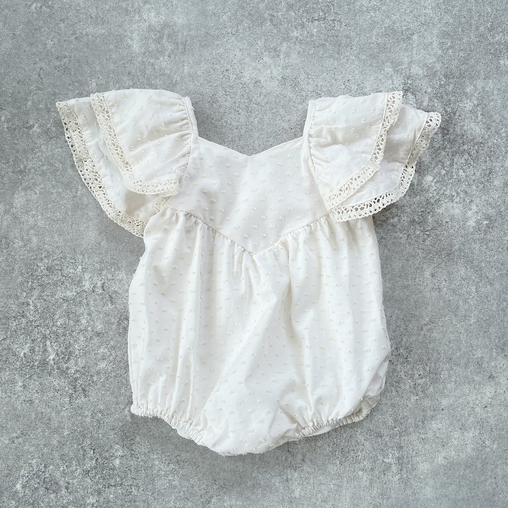 Rylee + Cru ROXY ROMPER NATURAL ライリーアンドクルー 半袖ロンパース（ナチュラル） - インポート 輸入 ベビー服  子供服 出産祝い 通販 | vivid LIFE