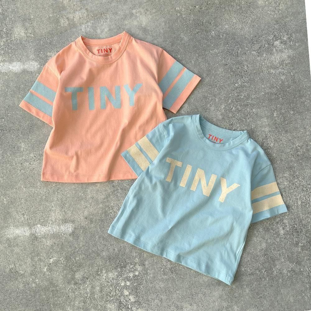TINYCOTTONS　タイニーコットンズ　パライソカラーブロックTシャツ tinycottons STRIPES LOGO TEE papaya タイニーコットンズ 半袖T