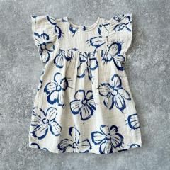Play Up Cotton and linen dress with floral print プレイアップ 花柄フリルスリーブワンピース（ナチュラル）