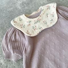 Quincy Mae POINTELLE KNIT ROMPER LAVENDER クインシー メイ半袖ニットロンパース（ラベンダー）