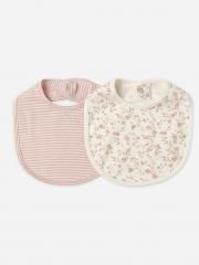 Quincy Mae JERSEY SNAP BIB  2 PACK FRENCH GARDEN/ROSE MICRO STRIPE 󥷡ᥤ ӥ2ȡʥܥ꡼/