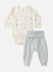 Quincy Mae SIDE SNAP BODYSUIT + PANT SET POLAR BEARS BLUE クインシーメイ ボディ+パンツセット(ポーラーベアブルー)