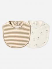 Quincy Mae JERSEY SNAP BIB 2 PACK GOLD STRIP/ PENGUINS GOLD-IVORY クインシーメイ ビブ2枚組(ゴールドストリップ/ペンギン)