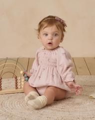 Quincy Mae EDEN ROMPER BOWS LILAC クインシーメイ 長袖ロンパース(ライラック)