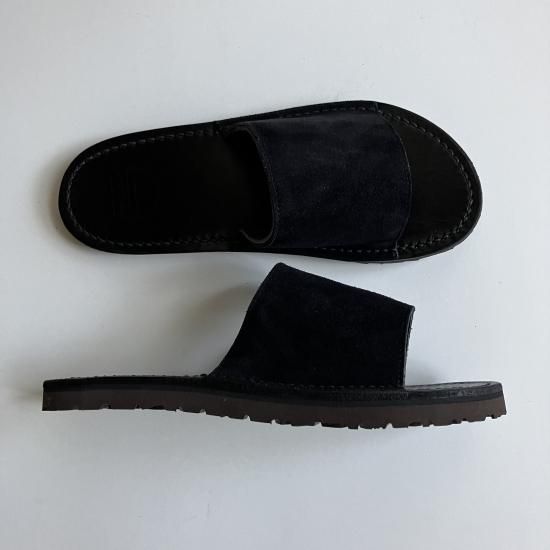 blueover Fosco2 blacksole ブラックベロア スライドサンダル