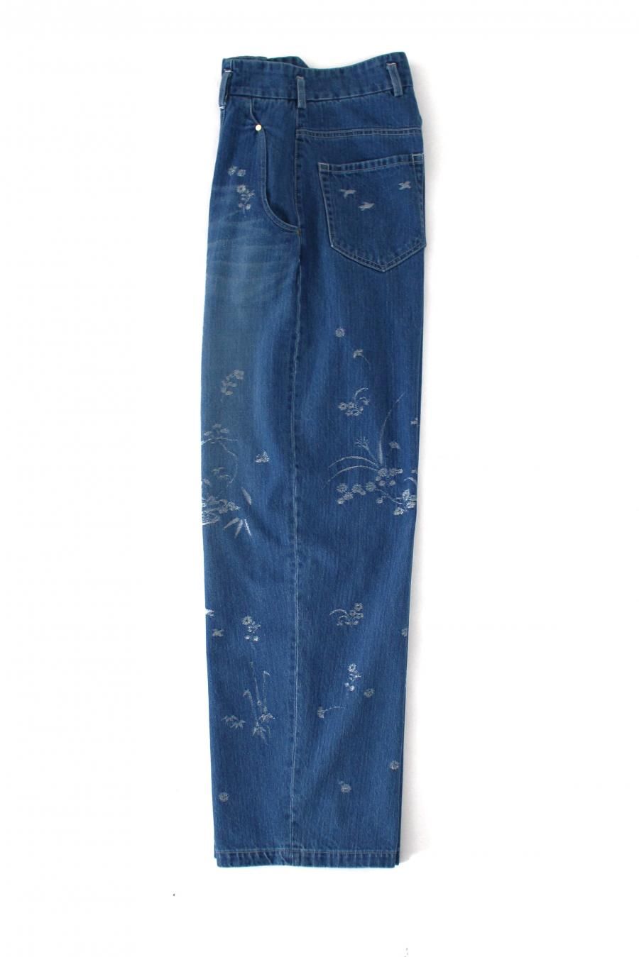 パンツ mame Nature Pattern Jacquard Wide Jeans Nature Pattern Jacquard Wide Leg Jeans-ネイチャーパターン