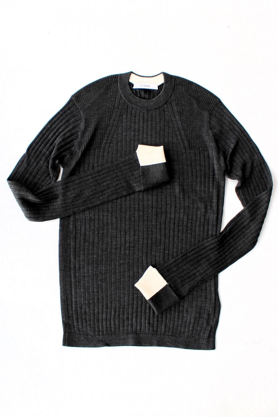 CINOH チノ クルーネック ニット CINOH/チノ】別注 CREW NECK TIGHT KNIT/クルーネックタイト