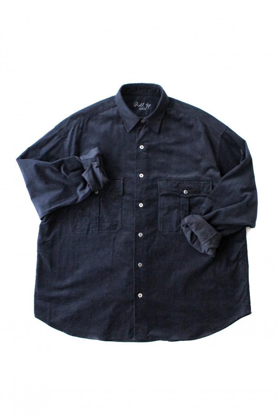 PORTER CLASSIC <br />ロールアップコーデュロイシャツ NAVY
