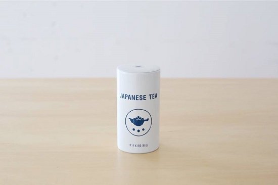 すすむ屋茶店　オリジナル茶缶　(白・中）(煎茶200ｇ目安）