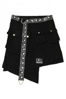 SILLENT FROM ME - -6pockets Wrap Skirt-(BLACK)
