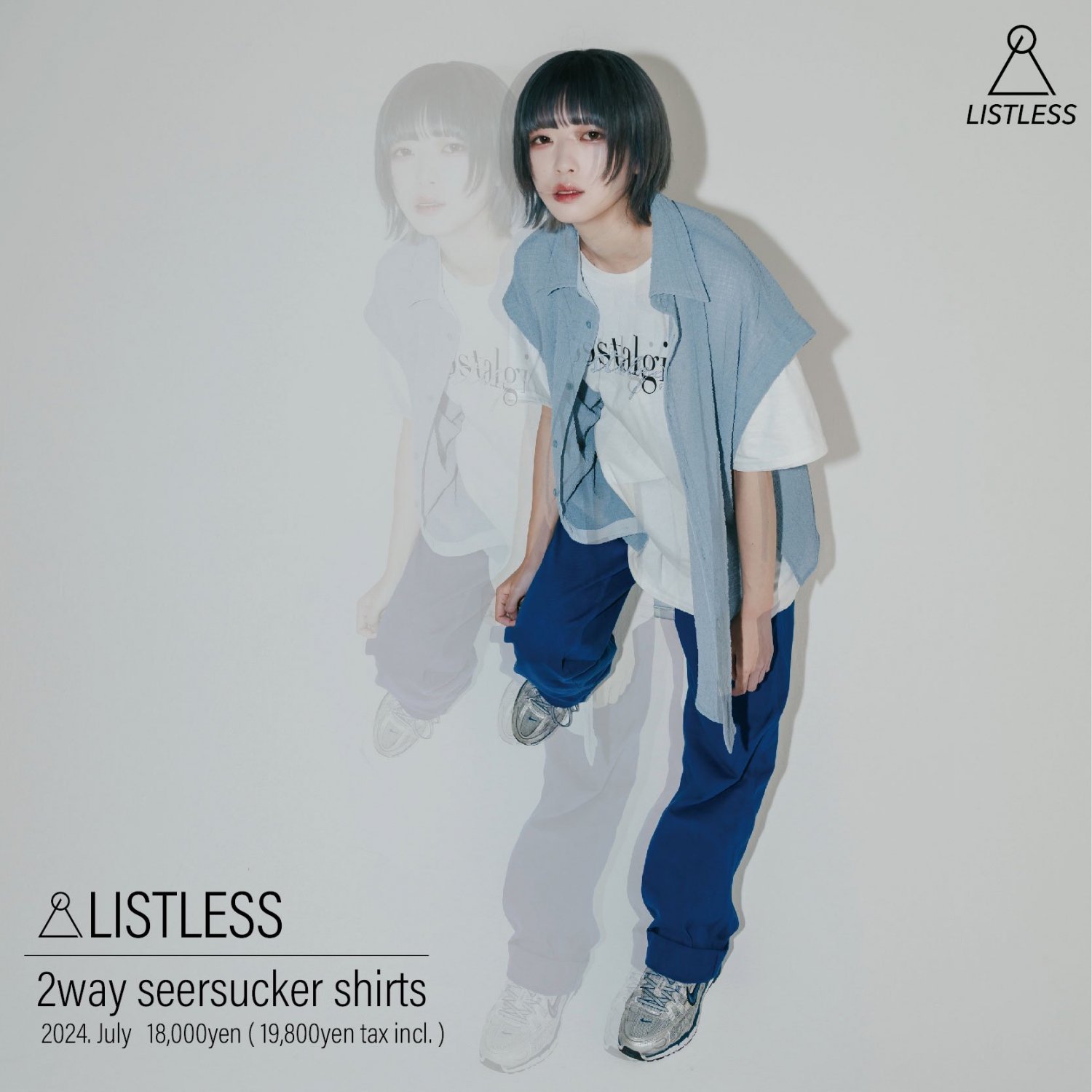 LISTLESS - 2way seersucker shirts<img class='new_mark_img2' src='https://img.shop-pro.jp/img/new/icons2.gif' style='border:none;display:inline;margin:0px;padding:0px;width:auto;' />