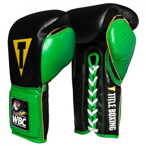 TITLE(タイトル) WBC レースアップ・スパーリンググローブ/ブラック×グリーン- ボクシング・格闘技用品　ボックスエリート