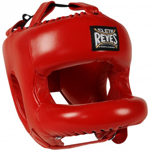 REYES(レイジェス)ヘッドギア・ナイロンフェースバー付き(フルフェイス)レッド - ボクシング・格闘技用品　ボックスエリート