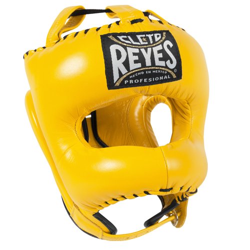 REYES(レイジェス)ヘッドギア・ナイロンフェースバー付き(フルフェイス) トラディショナル・タイプ/イエロー - ボクシング・格闘技用品　 ボックスエリート
