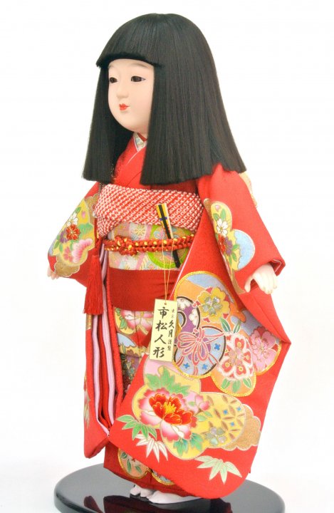 市松人形（ケース付） 正絹衣裳（12号） 金彩友禅 47㎝タイプ - ひのでや - 人形の久月 正規特約店