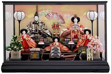 古い小さな雛人形 親王飾りと三人官女 小十番親王こ三