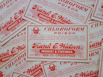 お薬ラベル CHLOROFORM 2枚 - Ju-co 海外紙もの・輸入雑貨・ラッピング