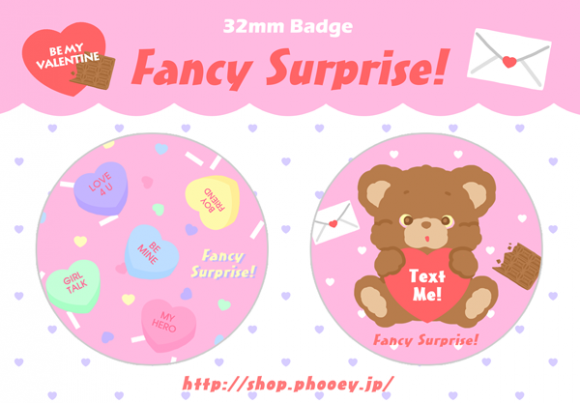 Valentine缶バッチ キャンディーハーツ くま 2個セット Fancy Surprise Valentine缶バッチ キャンディーハーツ くま 2個セット Fancy Surprise