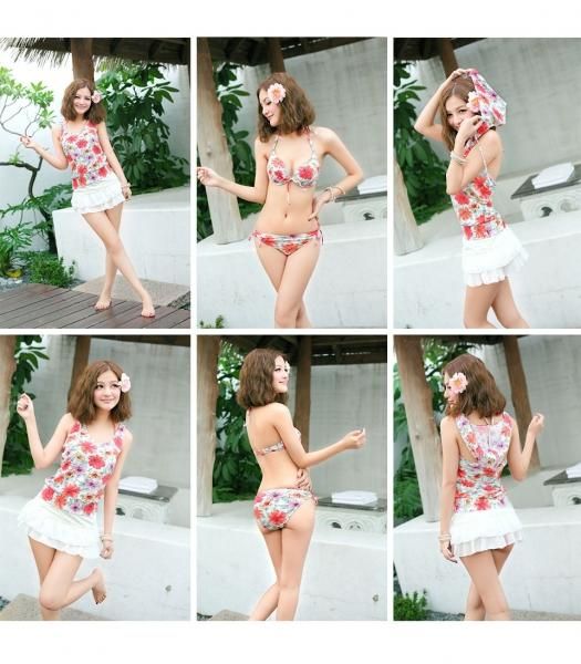 花柄ワンピースセットビキニ タンキニ 3点セットの通販 ケイララ 花柄ワンピースセットビキニ タンキニ 3点セットの通販 ケイララ