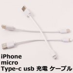 iPhone microUSB Type-c 充電ケーブル(全長:約16cm、ケーブル長:約10cm)(アウトレット) y3
