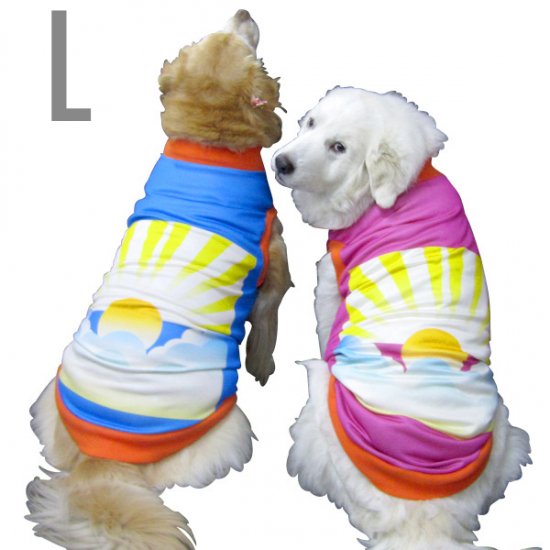 犬服 いぬ服 ドッグタンクトップ お正月や晴れの日 日の出全面プリントタンクトップ Lサイズ 中型犬