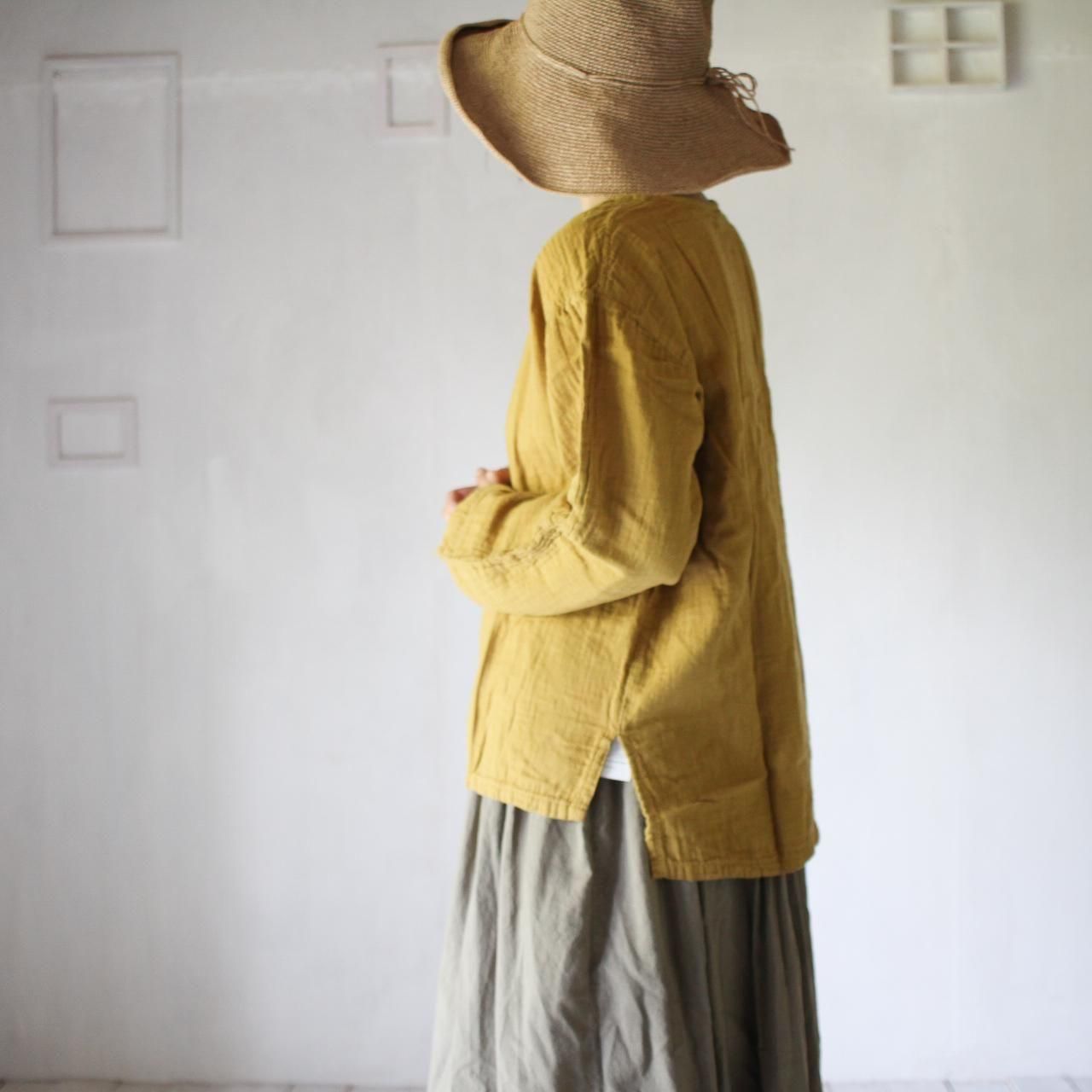 ISTIST】草木染め gauze shirt 柑子色 ダブルガーゼ（L）